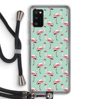 Flamingoprint groen: Samsung Galaxy A41 Transparant Hoesje met koord