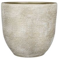 Plantenpot/bloempot Carrie terracotta champagne met flakes patroon - D39/H36 cm