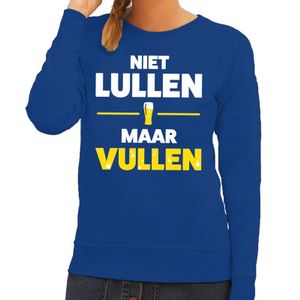 Niet Lullen maar Vullen tekst sweater blauw voor dames