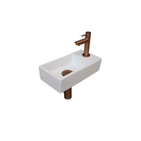 INK Versus Fonteinset - 36x18x9cm - wasbak links - porselein Mat wit/Mat rose goud 1805314
