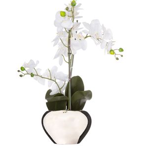 Atmosphera Orchidee bloem kunstplant - wit - H56 x B40 cm