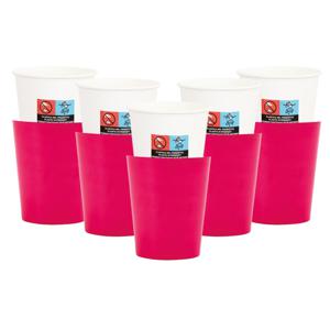 Feestbekers met hoesjes - 40x - fuchsiaroze - papier - 250ml