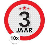 10x 3 Jaar leeftijd stickers rond 9 cm verjaardag versiering   - - thumbnail