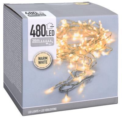 Kerstverlichting - 36 meter - transparant - warm wit - 480 lampjes