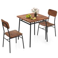 Bartafelset 3-Delig Eettafel met 2 Stoelen Kleine Eetgroep met Legplank en Metalen Frame Keukenbar Zitgroep Keukentafel voor Bistro