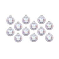 Kerstballen - 12x st - transparant parelmoer - D8 cm - glas - glans/mat