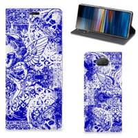 Mobiel BookCase Sony Xperia 10 Plus Angel Skull Blauw