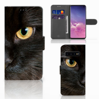 Samsung Galaxy S10 Telefoonhoesje met Pasjes Zwarte Kat - thumbnail