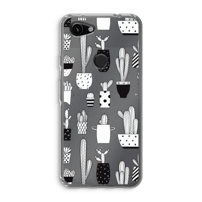 Cactusmotief: Google Pixel 3a Transparant Hoesje
