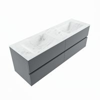 MONDIAZ VICA-DLUX 150cm badmeubel onderkast Plata 4 lades. Inbouw wastafel CLOUD dubbel zonder kraangat, kleur Opalo, en spiegel model SPOT - thumbnail