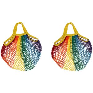 Draagtas - 2x - Pride/regenboog thema kleuren - katoen - 40 x 60 cm