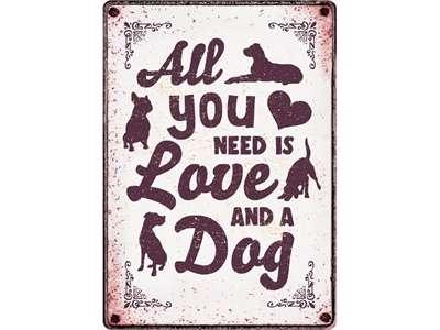 PLENTY GIFTS WAAKBORD BLIK ALL YOU NEED IS LOVE AND A DOG