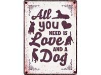 PLENTY GIFTS WAAKBORD BLIK ALL YOU NEED IS LOVE AND A DOG