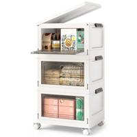 Opbergdoos met Deksel Opvouwbaar Dozen Opberging 3-delige set Kunststofdoos Stapelbaar Wit (75 L)