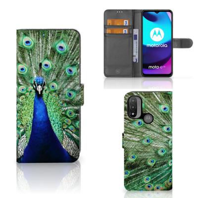 Motorola Moto E20 | E30 | E40 | Telefoonhoesje | Met pasjeshouder | Pauw