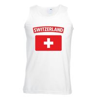 Singlet shirt/ tanktop Zwitserse vlag wit heren - thumbnail