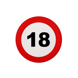 18 jaar verjaardag feestbordjes - stopbord - 8x stuks - dia 23 cm - feestartikelen