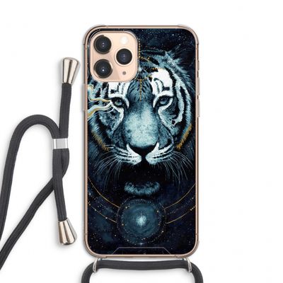 Darkness Tiger: iPhone 11 Pro Transparant Hoesje met koord