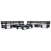6-delige Loungeset pallet hout zwart
