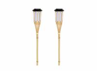 2 Hi LED Solar Tuinfakkels - Bamboe - 56cm