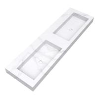 Brauer Coral Wastafel - 160 cm - met 2 Spoelbakken en 0 Kraangaten - Marmerlook Calacatta Gold