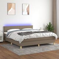 Boxspring met matras en LED stof taupe 180x200 cm