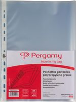 Pergamy geperforeerde showtas, ft A4, 11-gaatsperforatie, gekorrelde PP van 80 micron, pak van 50 stuks - thumbnail