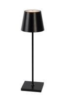 Lucide JUSTIN - Oplaadbare Tafellamp Buiten - Accu/Batterij - Ø 11 cm - LED Dimb. - 1x2,2W 2700K/3000K - IP54 - 3 StepDim - Zwart
