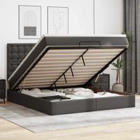 Ottoman bed met matras 180x200cm kunstleer zwart