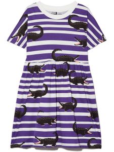 Mini Rodini robe rayée à imprimé crocodile - Violet