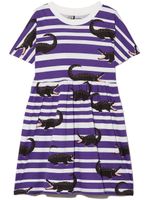 Mini Rodini robe rayée à imprimé crocodile - Violet