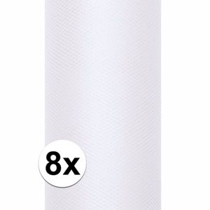 8x Rollen tule stof wit 15 cm breed