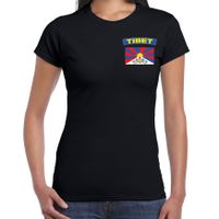 Tibet t-shirt met vlag zwart op borst voor dames - thumbnail