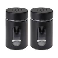 Excellent Houseware Peper / Zoutstrooier - 2x - glas - zwart - 94 ml - Kruidenstrooier - Specerijen