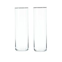 2x Bloemenvaas cilinder vorm van transparant glas 40 x 15 cm