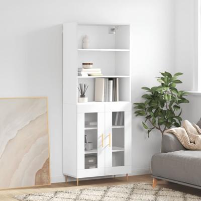 Hoge kast 69,5x34x180 cm bewerkt hout wit