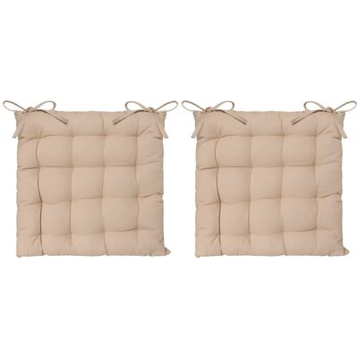 Atmosphera Stoelkussen - 6x - beige - katoen - 38 x 6 cm - zitkussen
