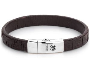 Rebel and Rose RR-L0054-S Armband Woven Stacked Earth leder/zilver bruin 9 mm L 21 cm
