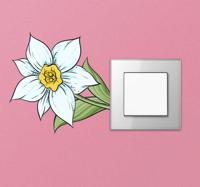 Muurzelfklevende sticker narcis bloem - thumbnail