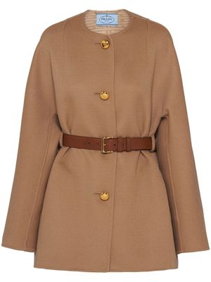 Prada veste en laine à simple boutonnage - Marron