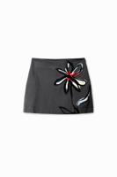 Minirok met bloemenillustratie - BLACK - M Minirok met bloemenillustratie - BLACK - M