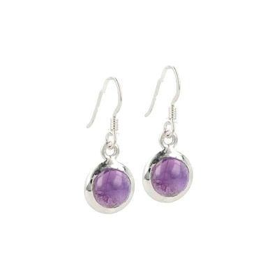 Sterling Zilver Oorbellen met Amethist (Rond)