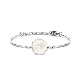 CO88 Collection Zodiac 8CB 90320 Stalen Armband met Hanger - Sterrenbeeld Waterman 15 mm - One-size - Zilverkleurig / Wit