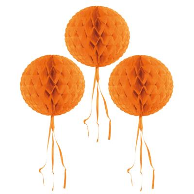 Decoratie bol - 6x - oranje - 30 cm - crepe papier - versiering - feestversiering