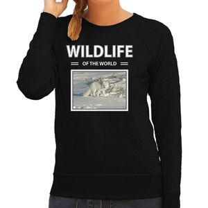 Sneeuwvos foto sweater zwart voor dames - wildlife of the world cadeau trui Sneeuwvossen liefhebber 2XL  -