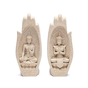 Namasté Mudra Handen met Boeddha&apos;s - Zandkleur (21 cm)