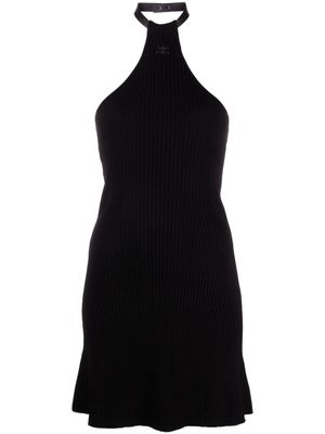 Courrèges robe courte nervurée à dos nu - Noir