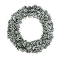 Decoris Kerstkrans - groen/wit - met nepsneeuw - 35 cm - dennenkrans - thumbnail