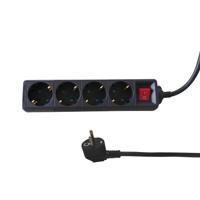 Stekkerdoos brasq 4 voudig 5 meter zwart