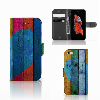 Apple iPhone 6 | 6s | Book Style Case | Wood Heart - Cadeau voor je Vriend